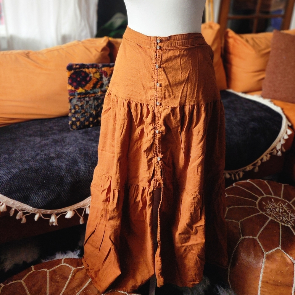 Oolong tea Tiered Button-Front Maxi Skirt Old Navy/Gap